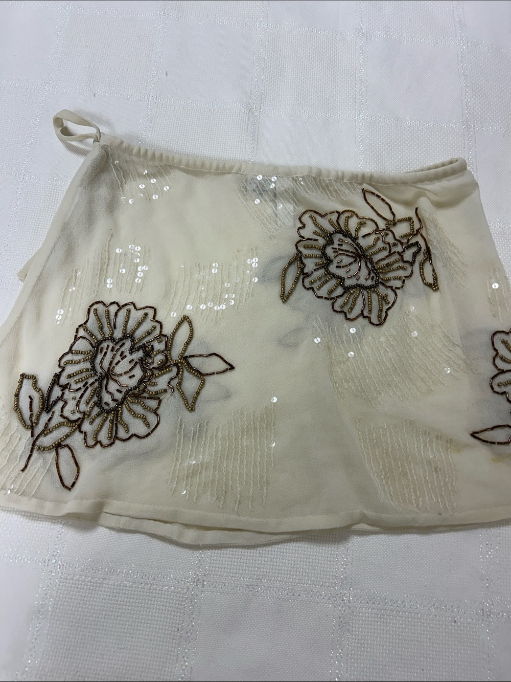 Embroidered Ivory Floral Wrap sheer Skirt image 4